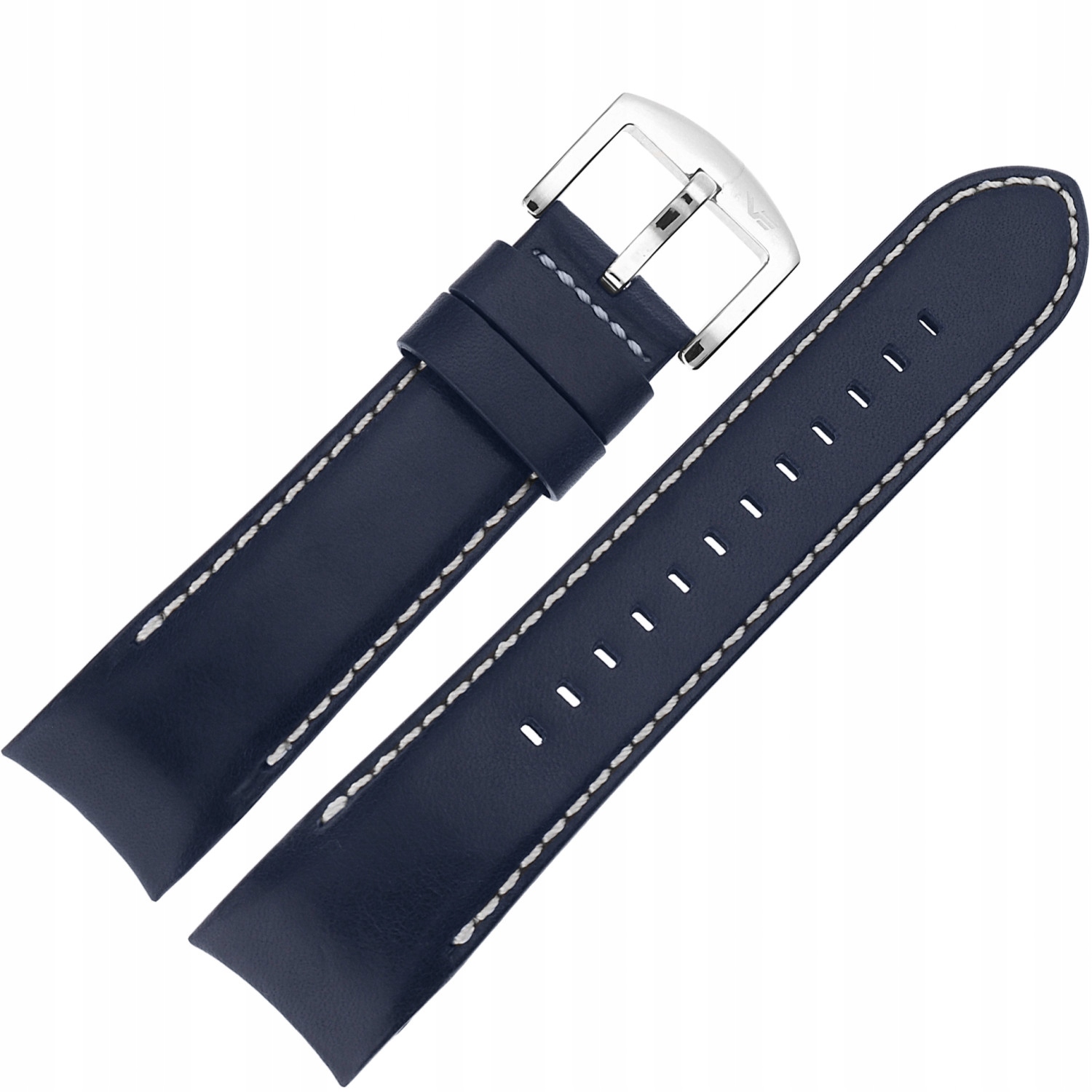 Batiscafos pásek kůže (A772) modrý s bílou lesklou barvou