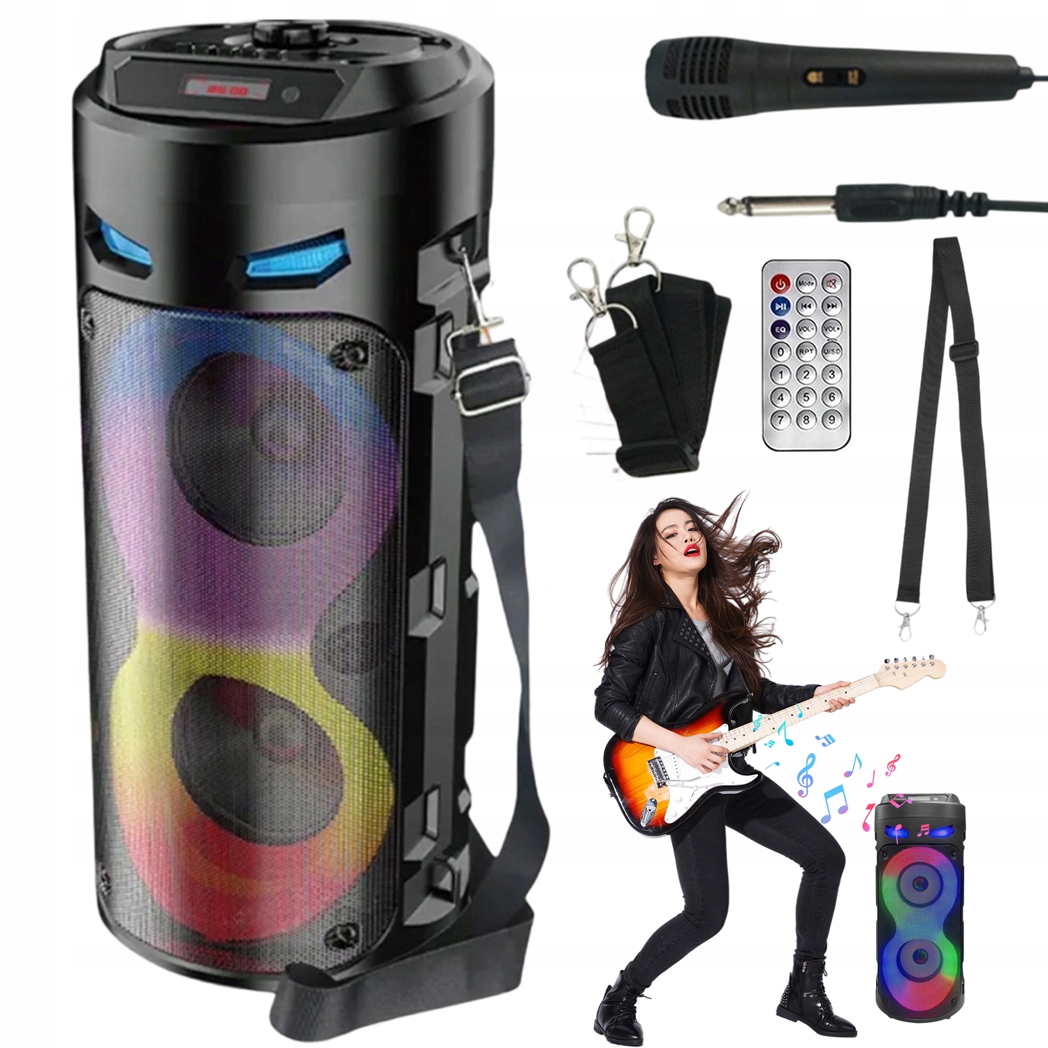 Głośnik Bluetooth 5.0 Z Mikrofonem Led Usb Tf Aux Fm Tws Przenośny