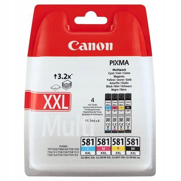 Canon originální ink CLI-581 XXL Cmyk Multi Pack (cmyk, 4x11,7ml) pro Canon