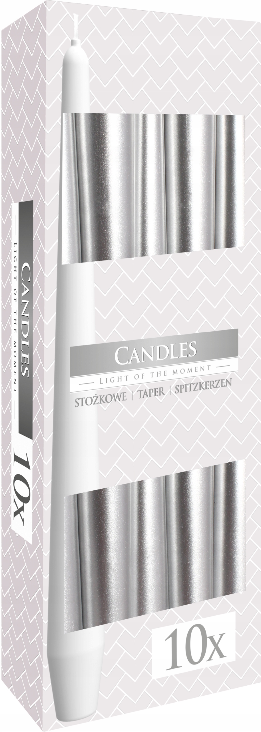 

Bispol Świeca stożkowa 245mm Srebrna 10szt