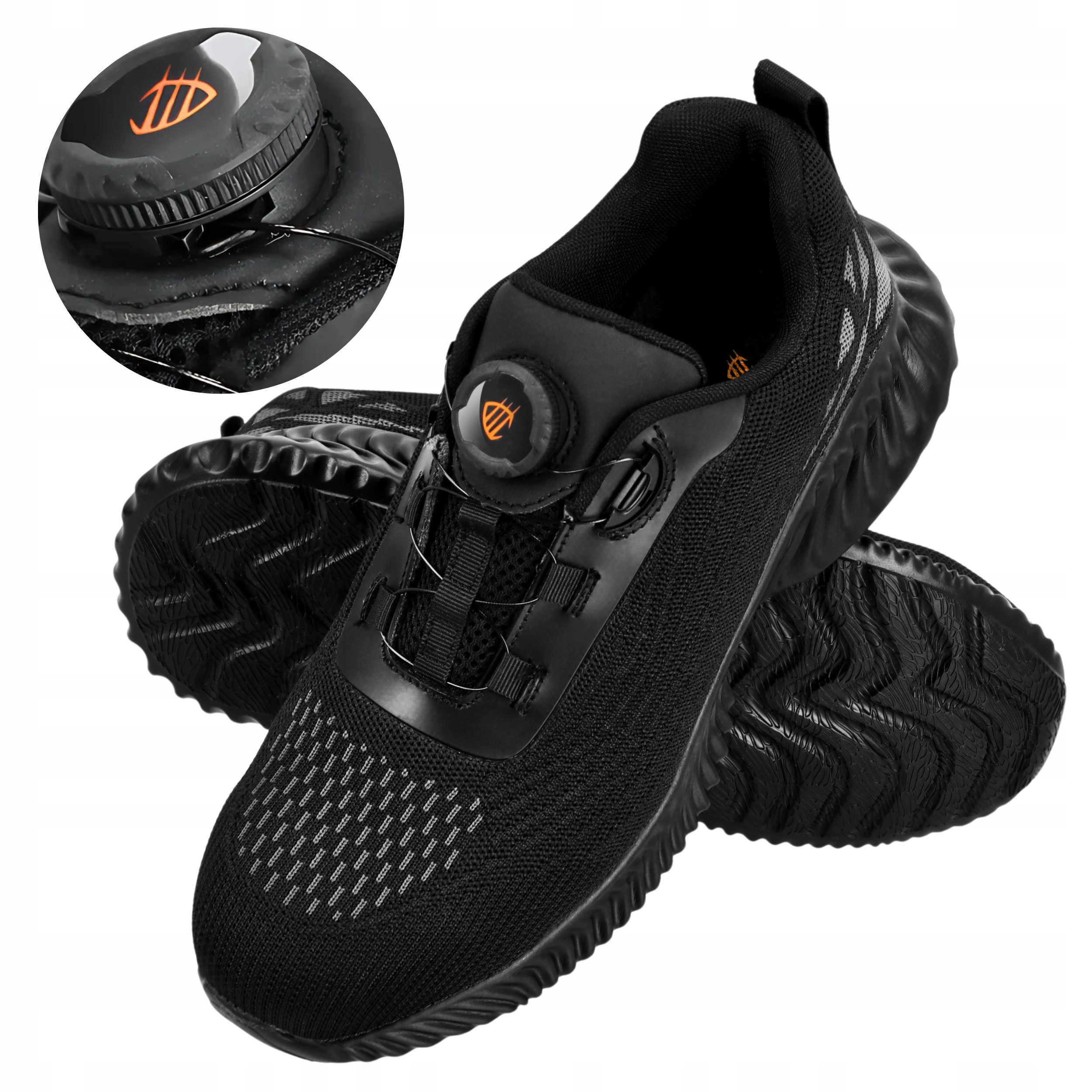 Buty męskie Półbuty Robocze sportowe siatkowe Boa bez Noska Bardzo Lekkie