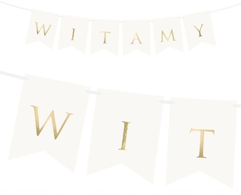 

Baner Witamy Biały Złoty Ślub Wesele 15x80 cm