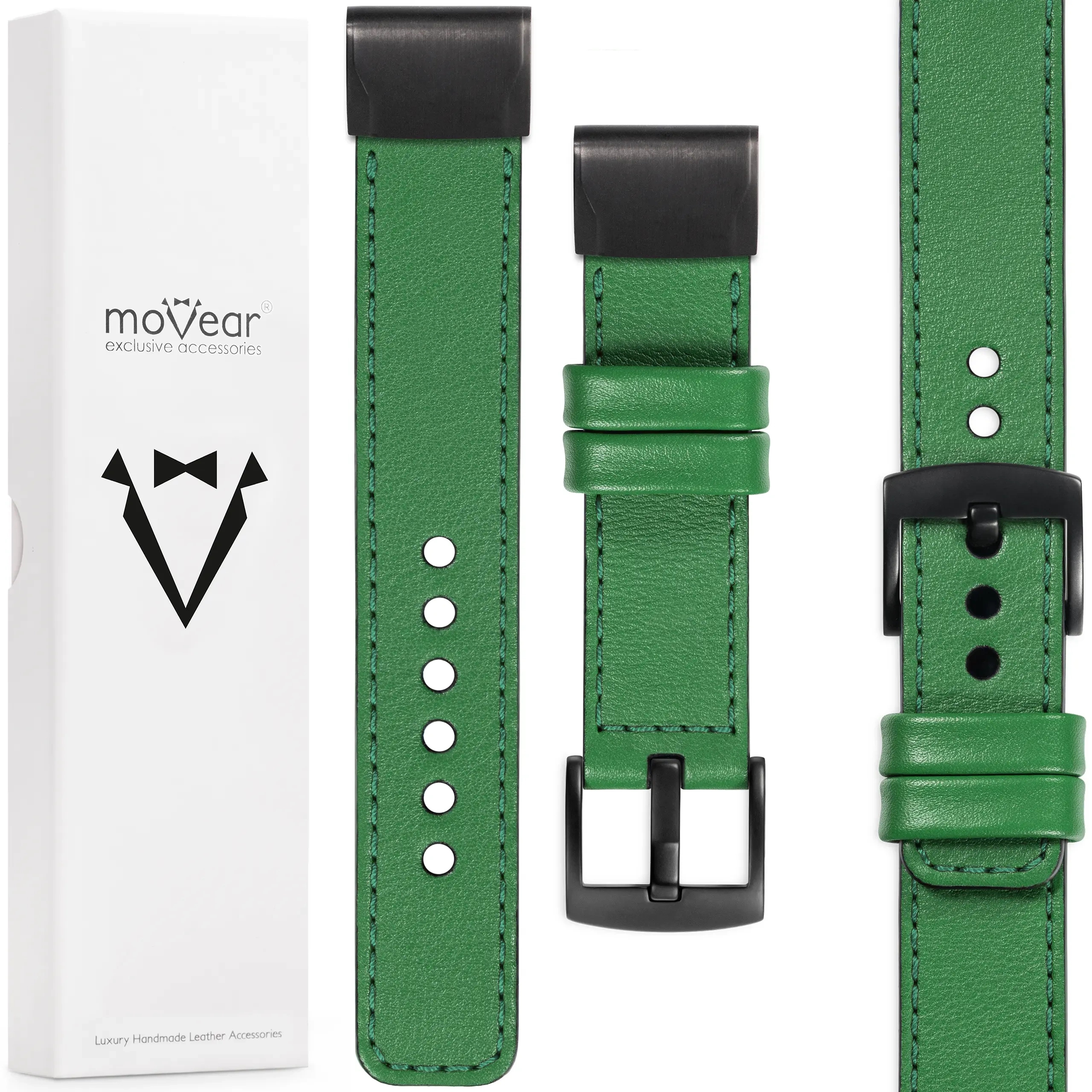 Kožený řemínek pro QuickFit 26 Garmin Fenix 8X 7X 6X 5X 3 Epix Movear