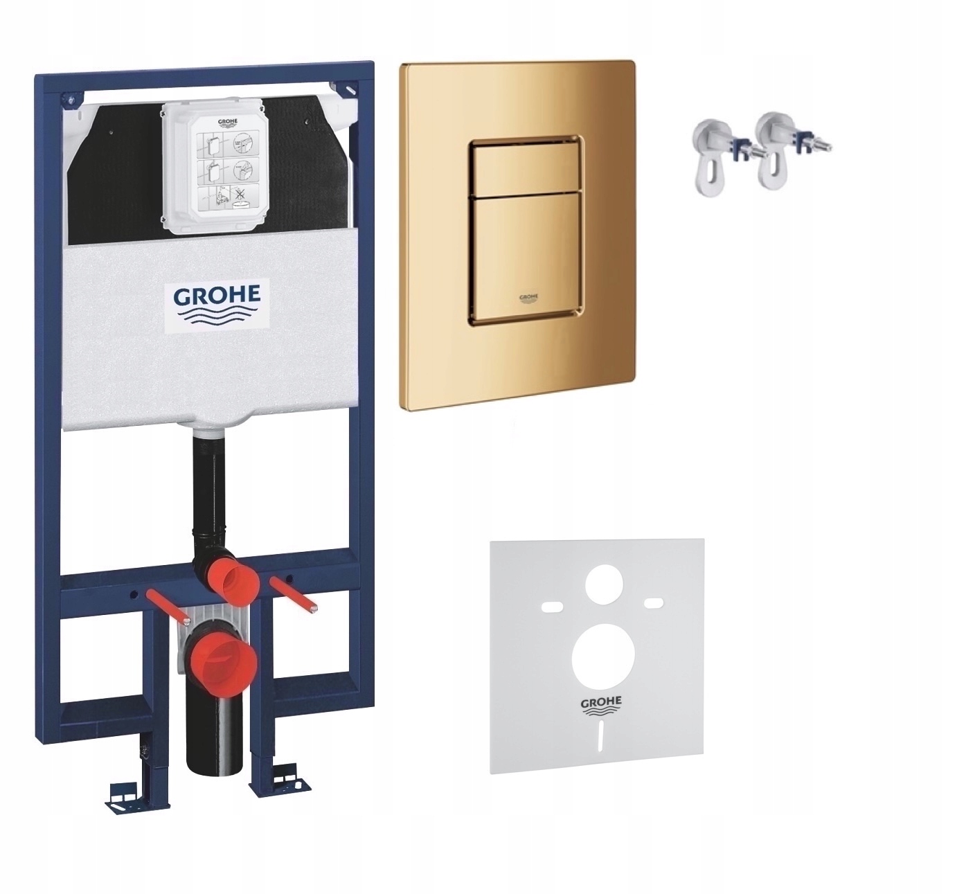 Kompletný podomietkový Wc set 5v1 – rošt Grohe Slim zlaté tlačidlo