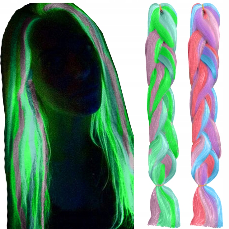 Włosy syntetyczne na warkoczyki ŚWIECĄCE doczepy