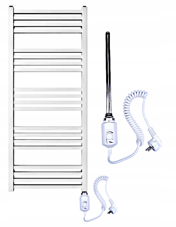 Grzejnik łazienkowy elektryczny 105x45 Biały mat Grzałka 300