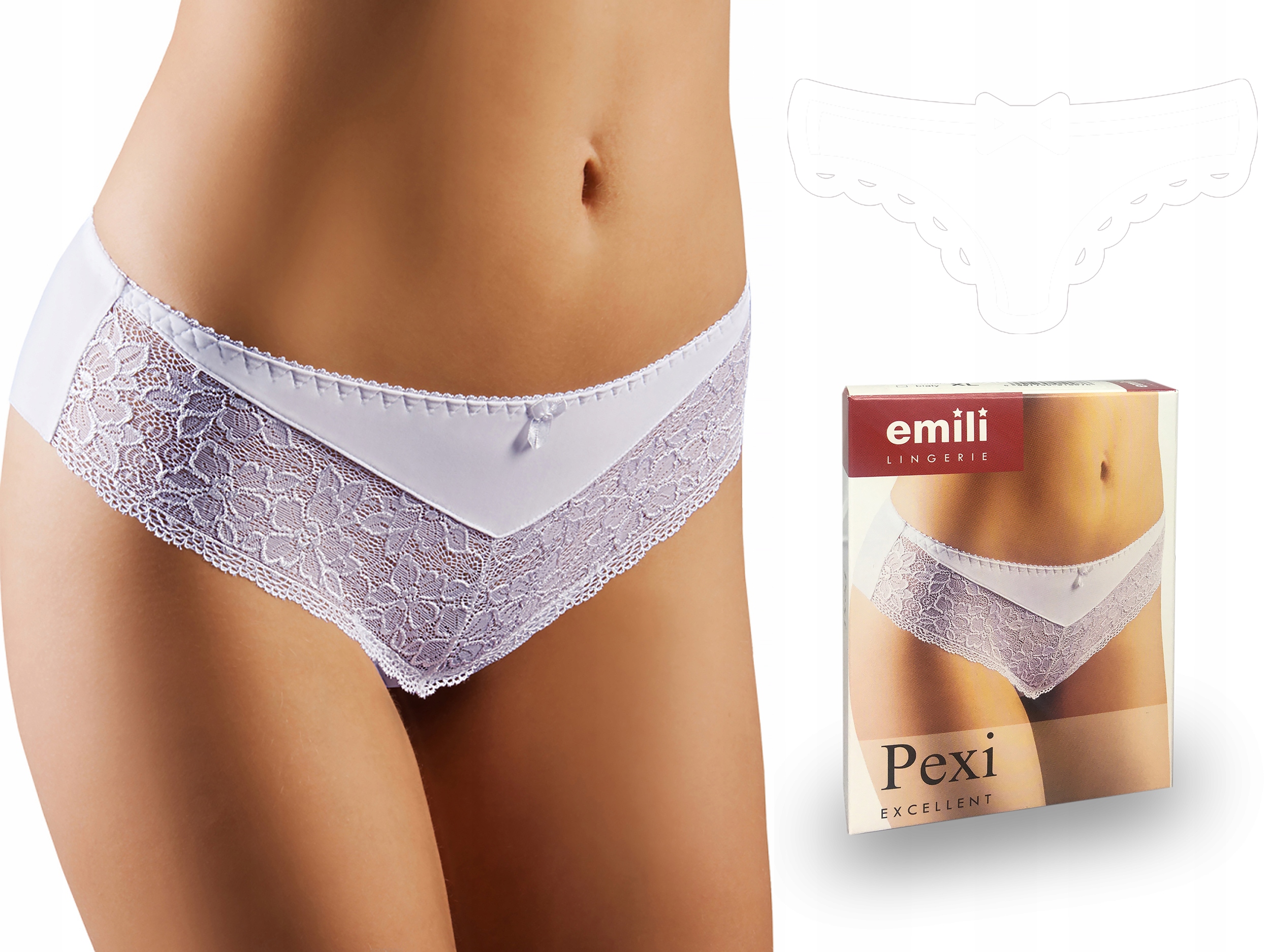 

Emili Pexi Koronkowe Figi Microfibra biały XL