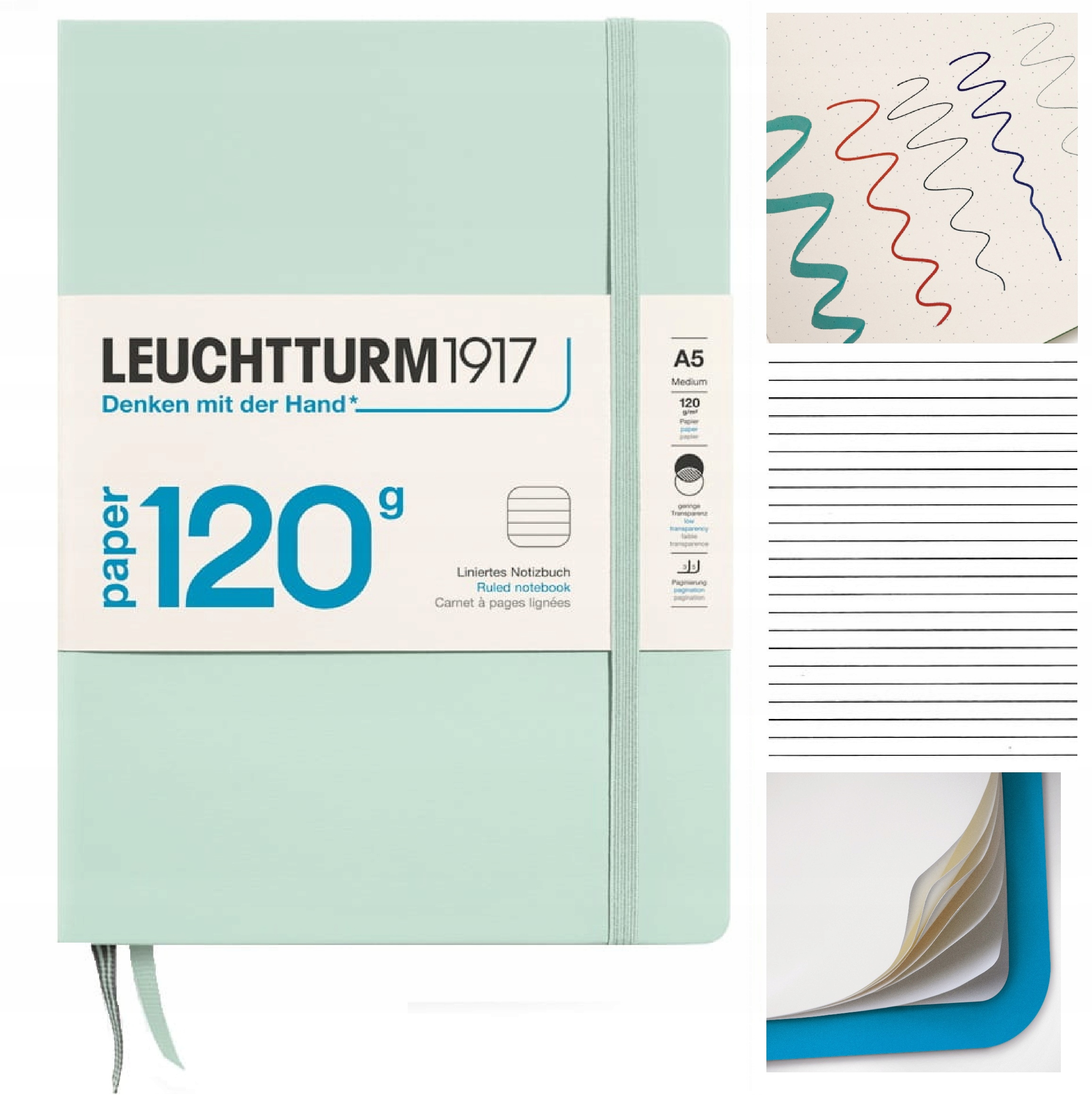 LEUCHTTURM1917 Notatnik Notes A5 Linia 120g brulion w linię Mint Green