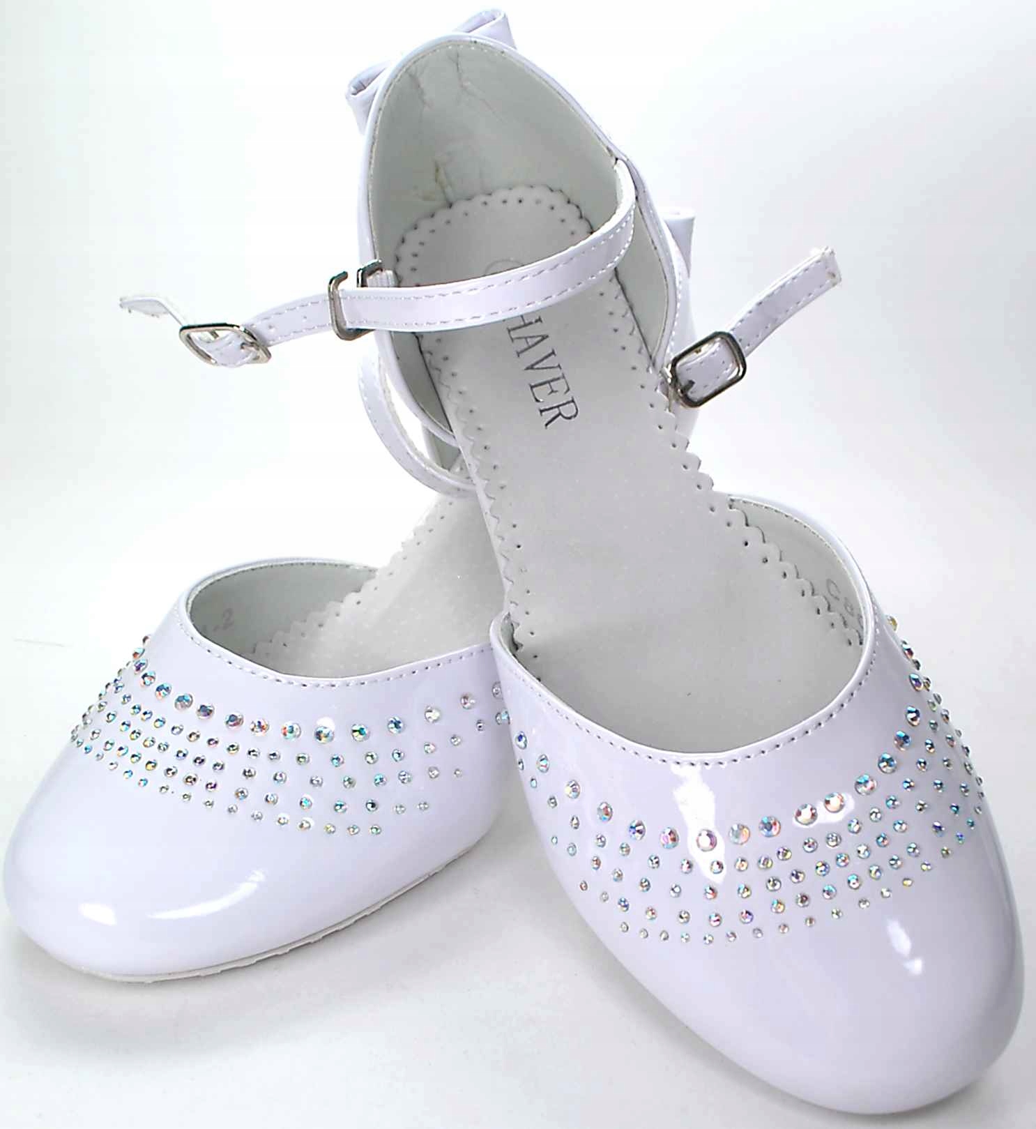 Białe śnieżnobiałe PANTOFELKI komunia LAKIER. r 36 Marka Inna marka