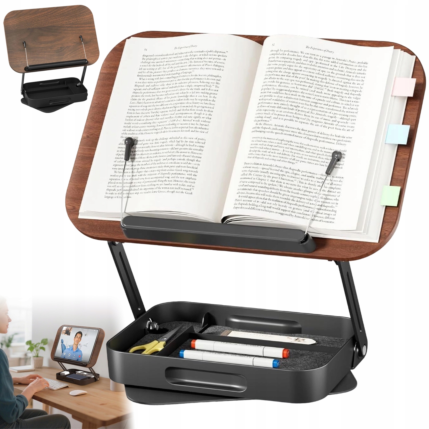 Podstavec Stojan Kuchařská Kniha Černý na knihu tablet podpěra