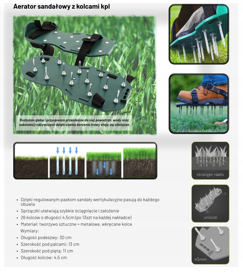 AREATOR DUŻE KOLCE DO NAPOWIETRZANIA AERATOR Kod producenta AREATOR AERATOR NA BUTY DO TRAWY GLEBY
