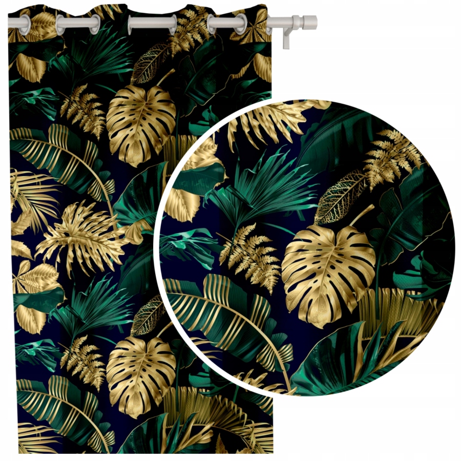 

Zasłona złote liście Granat Tło Zasłony 145x250