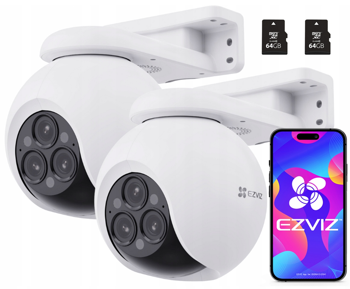 2x otočná WiFi kamera 12MPx Ezviz H80f MultiLens Externá karta 64GB