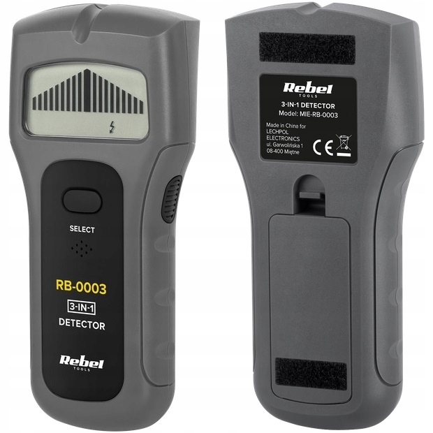 WYKRYWACZ KABLI PRZEWODÓW POD NAPIĘCIEM W ŚCIANACH ŚCIANIE detektor Rebel Kod producenta RB-0003