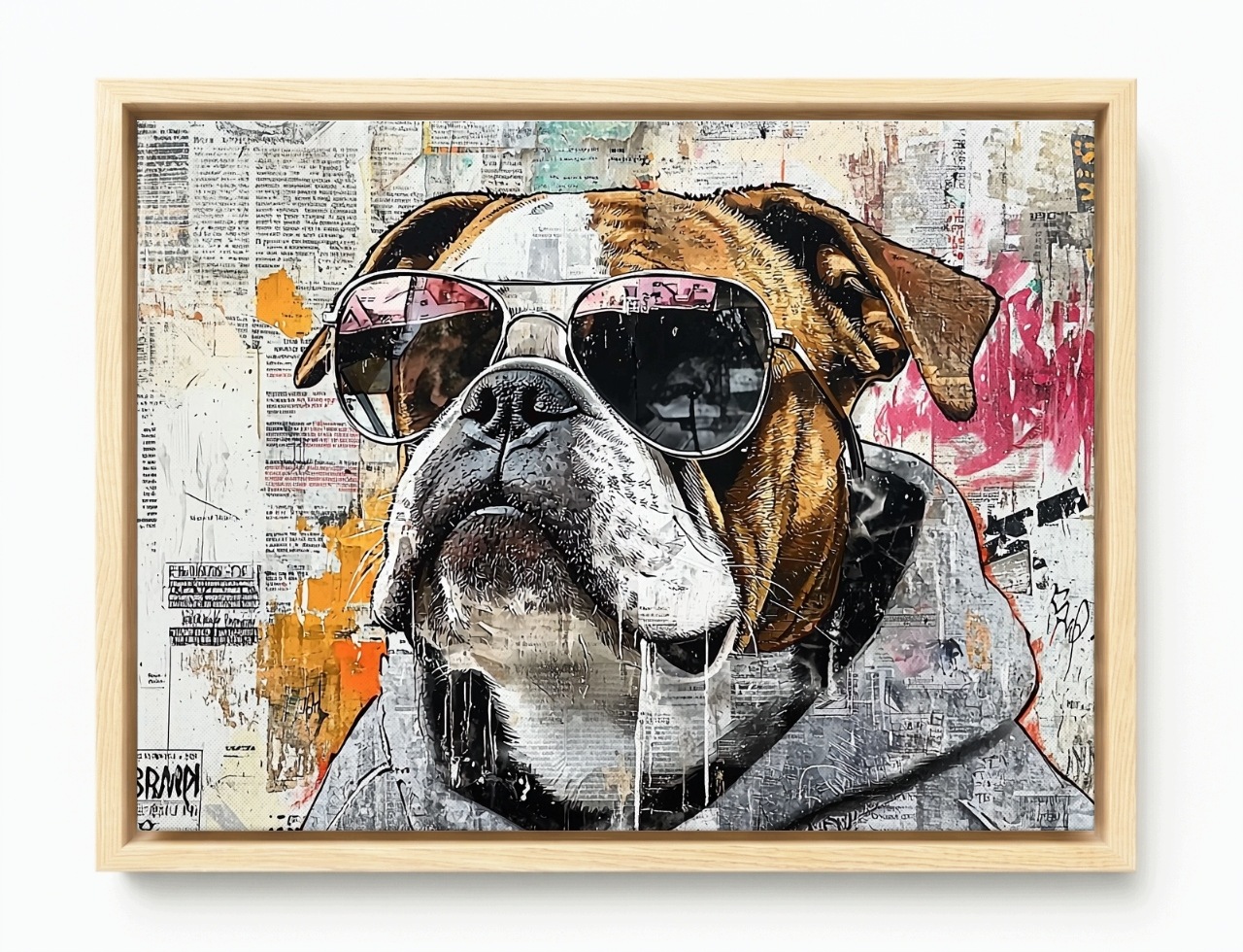 Obraz Rám American Box Graffiti Street Art Grunge Urban Pes Buldok 100x75