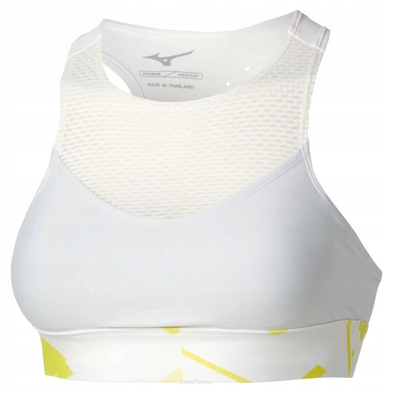 Stanik tenisowy Mizuno Daybreakers Padded Bra biało-żółty M