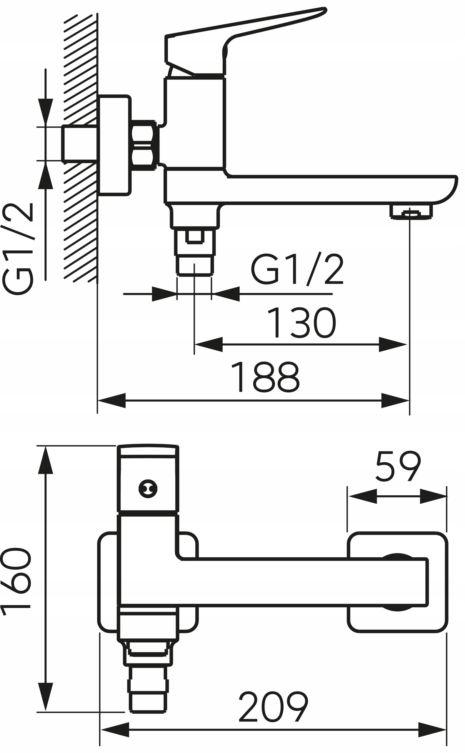 FERRO BATERIA WANNOWA CZARNA ZE SKŁADANĄ WYLEWKĄ Kolor czarny