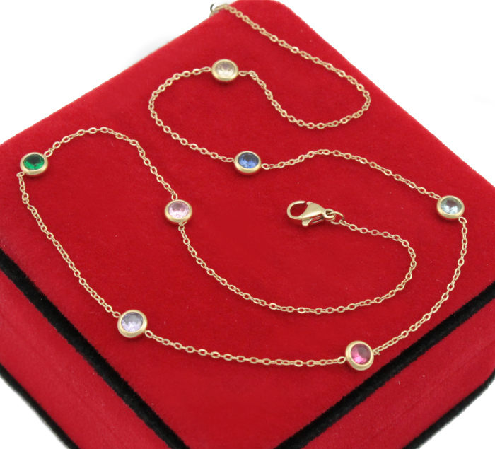 

Naszyjnik Złoty Zirconia Multicolor Stal 316 L