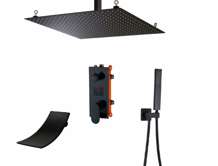Stropný sprchový set čierny Big 50 LCD