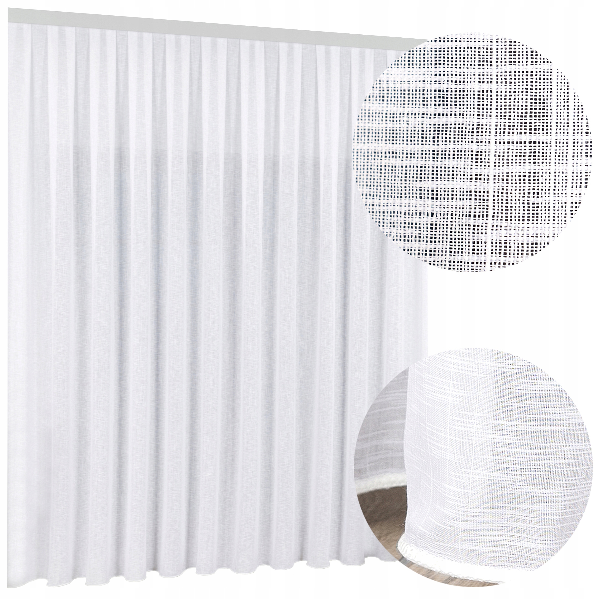 Zasłona Firana Gotowa Biała Batyst Na Taśmie Ołowianka Do Salonu 250x270