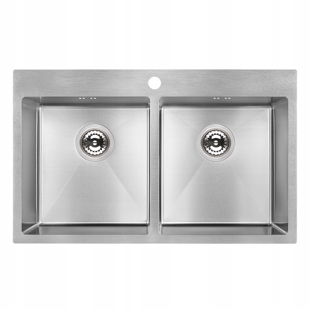 Oceľový 2-KOMOROVÝ Drez Inox 78x48 CM Zapustený So Sifónom