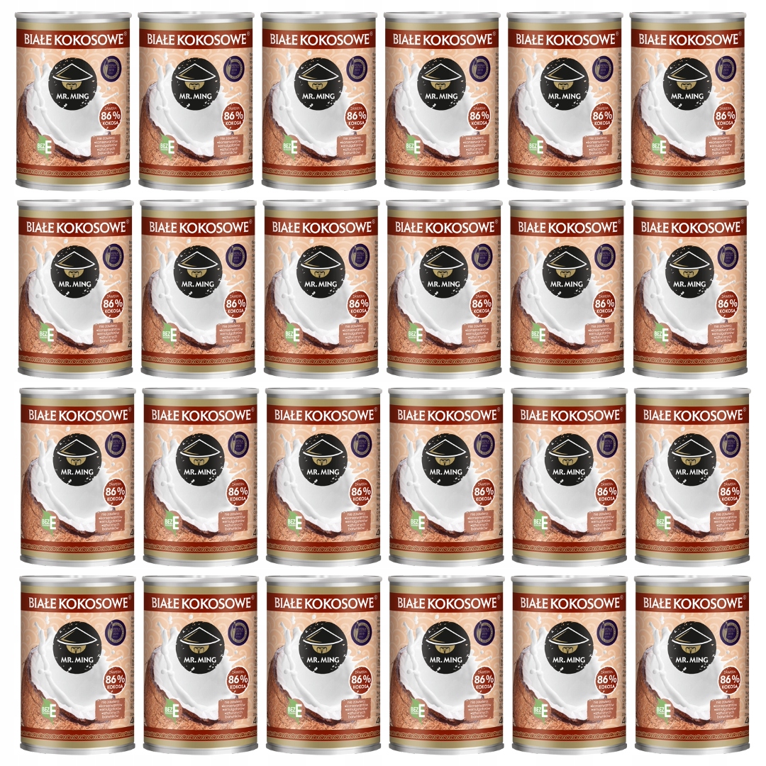 24 x 400ml Zestaw Mleczko mleko kokosowe 86% gęste naturalne bez E Mr. Ming