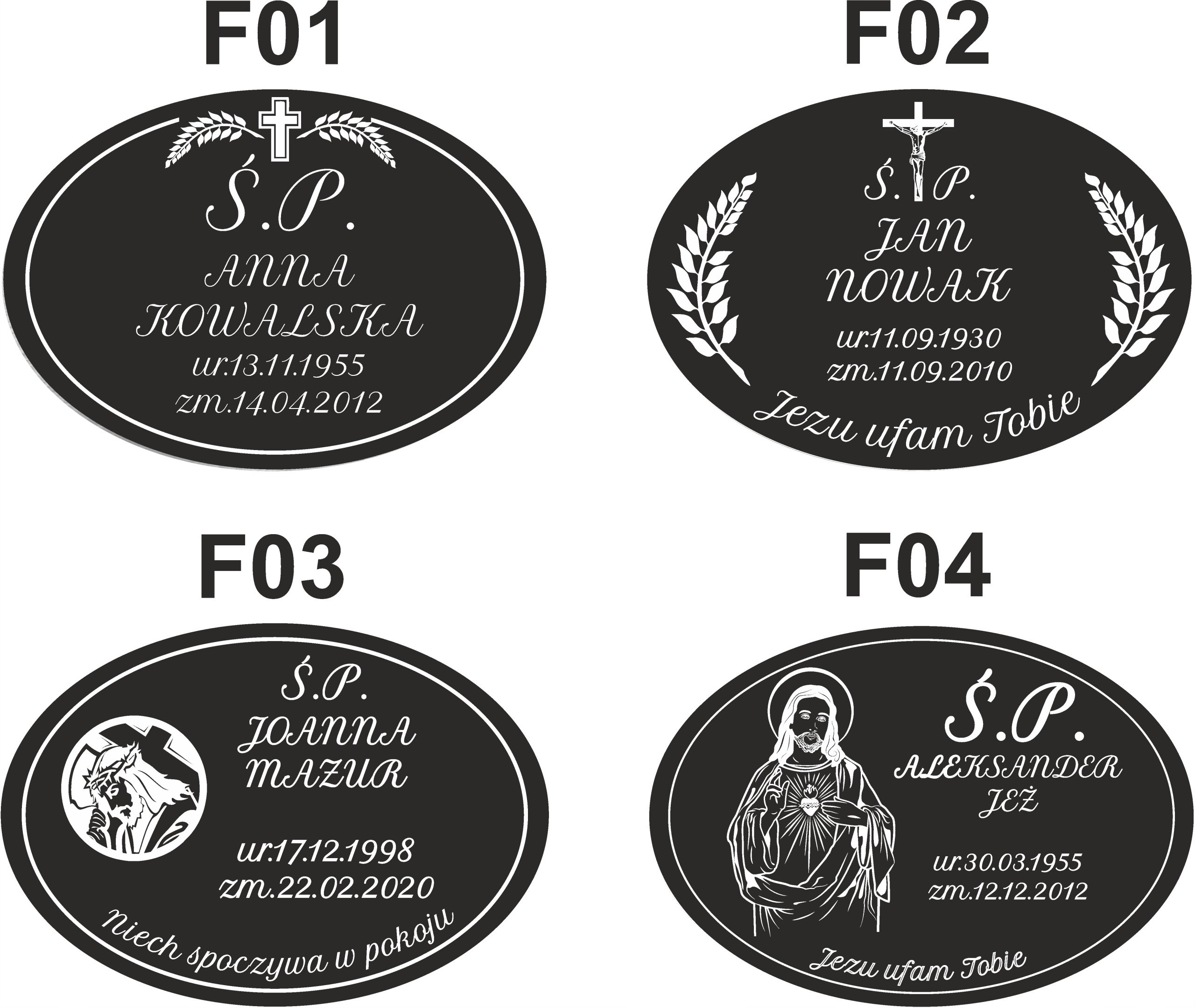 TABLICA NAGROBKOWA GRÓB 20x14 cm aluminiowa owalna Materiał metal