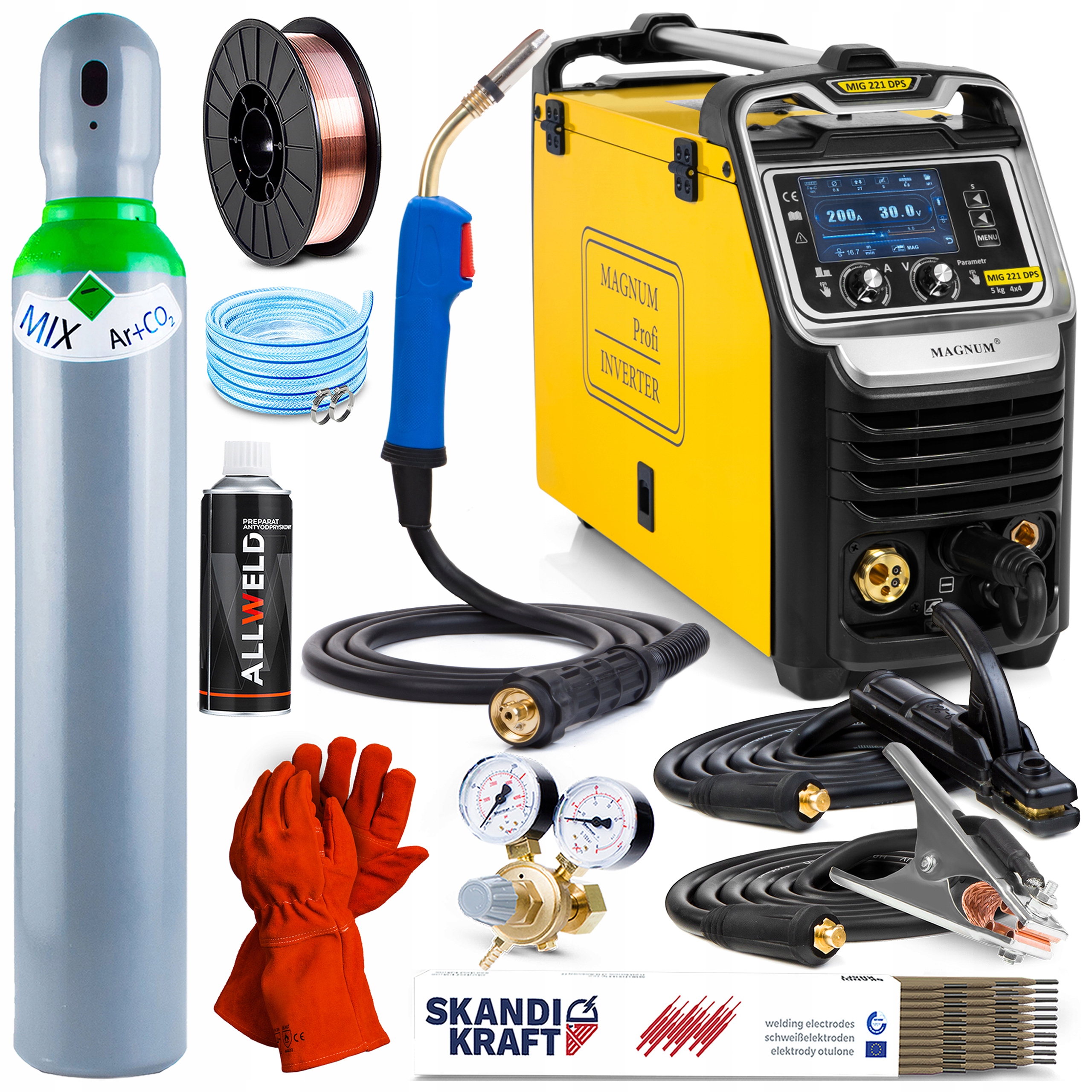 Svářečka Magnum Mig 221 Dual Puls Synergie 4X4 Mma Tig Hliník 200A 230V