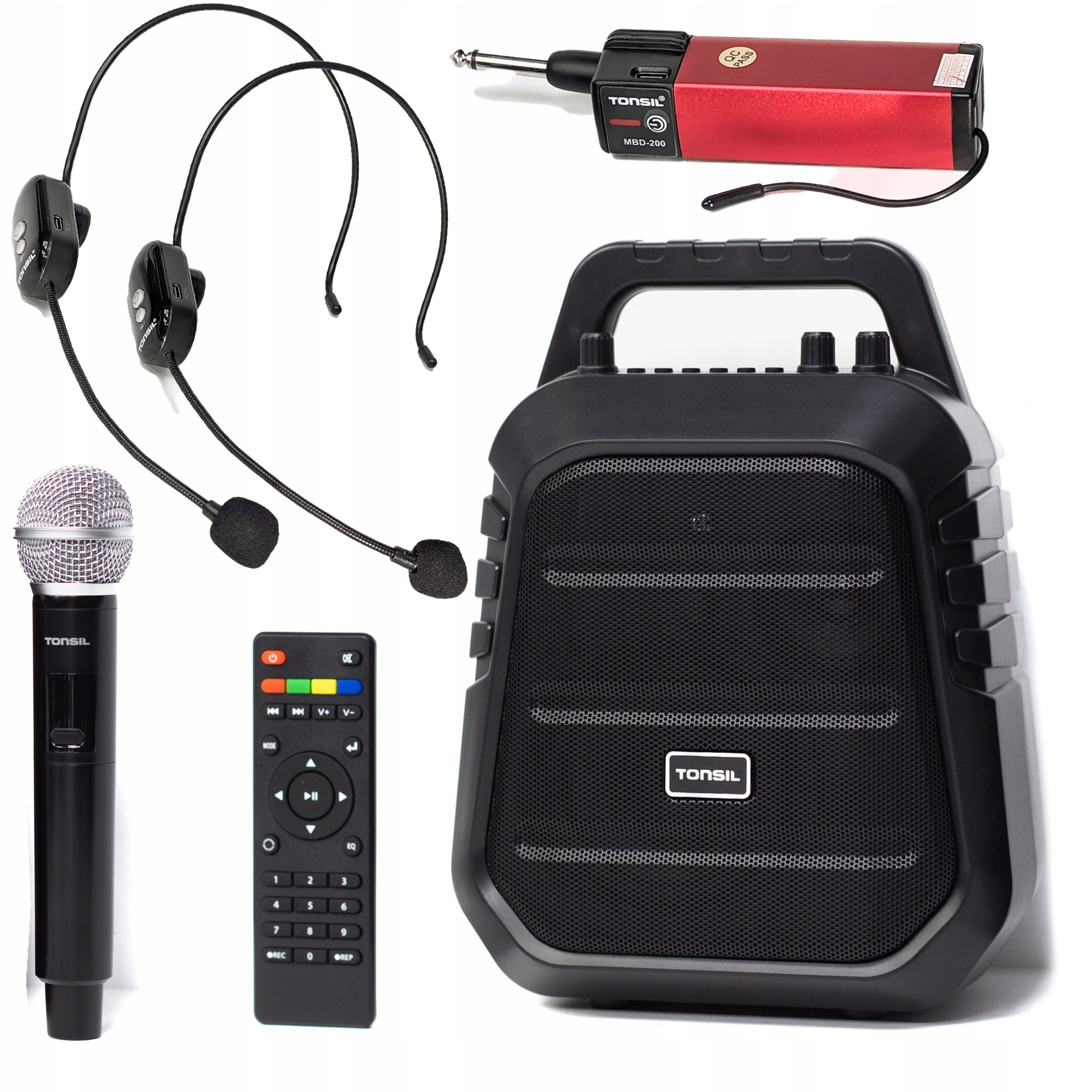 Bezdrátový reproduktor Tonsil Zp 8 Přenosný 1 ruční mikrofon +2 náhlavní