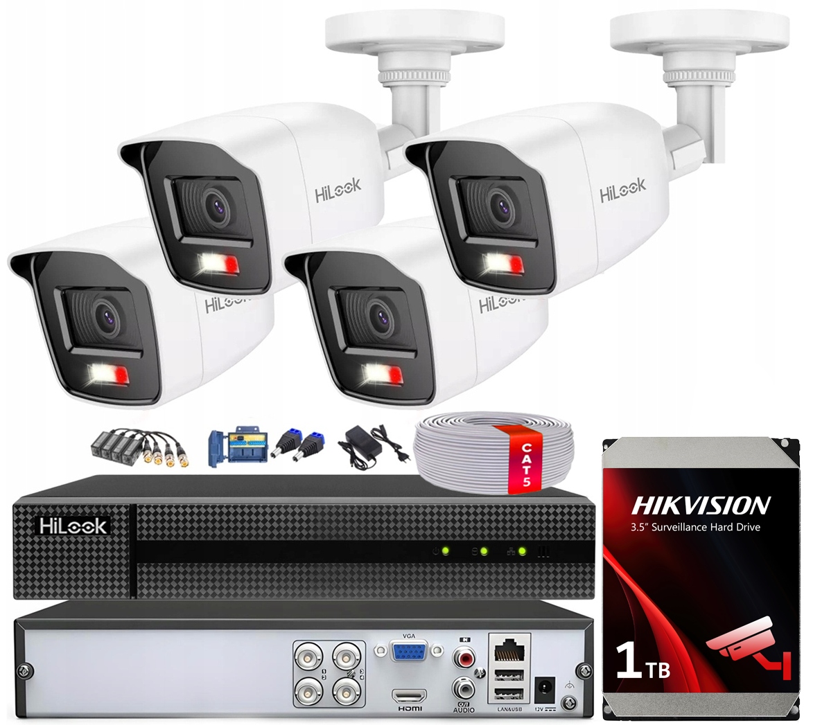 Venkovní monitorování 4 kamery 5Mpx HiLook Hikvision Aplikace P2P náhled