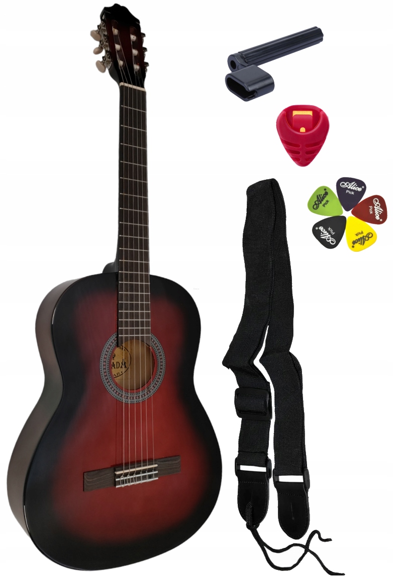 Granada Classic 3/4 Wrds Czerwona Gitara Klasyczna Do Nauki Dziecka Zestaw