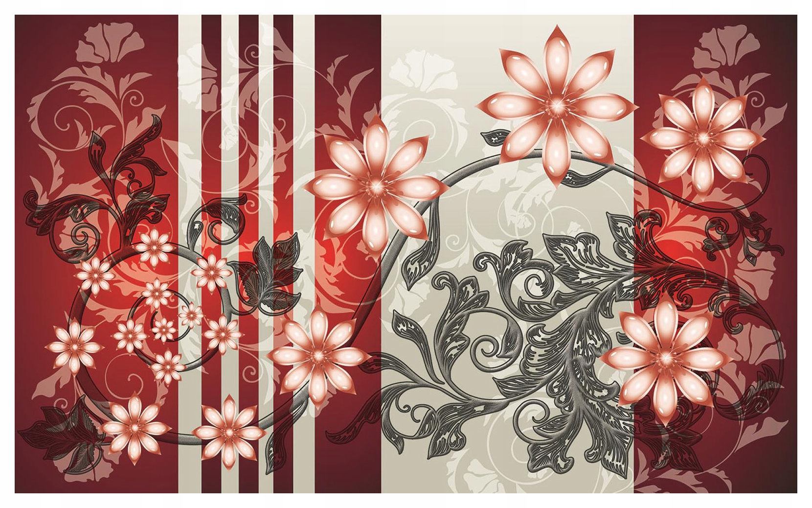 Fototapeta Květinový valčík červeno-růžové retro květy 300x210 lepidlo