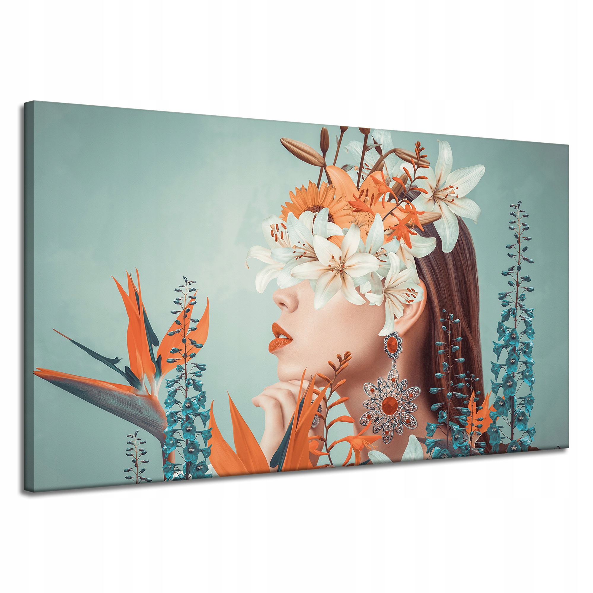 Obraz na plátně Žena Květiny Listy Příroda 120x70 cm