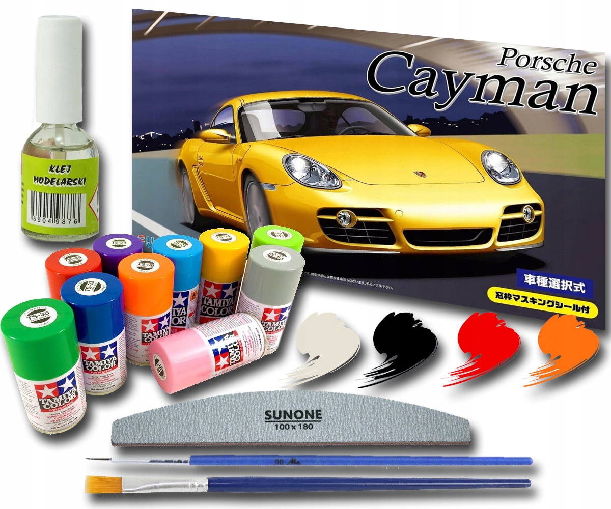 Porsche 911 Carrera 4 Sada +barvy +lepidlo +štětce +model Auta Ke Slepení