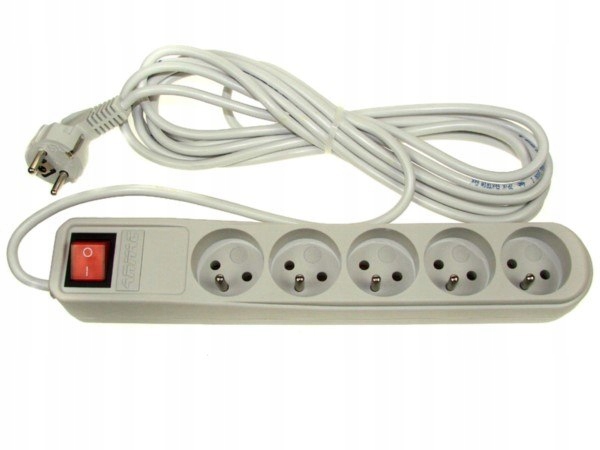 Bezpečnostní lišta 5 zásuvek 5,0 m šedá Armac A