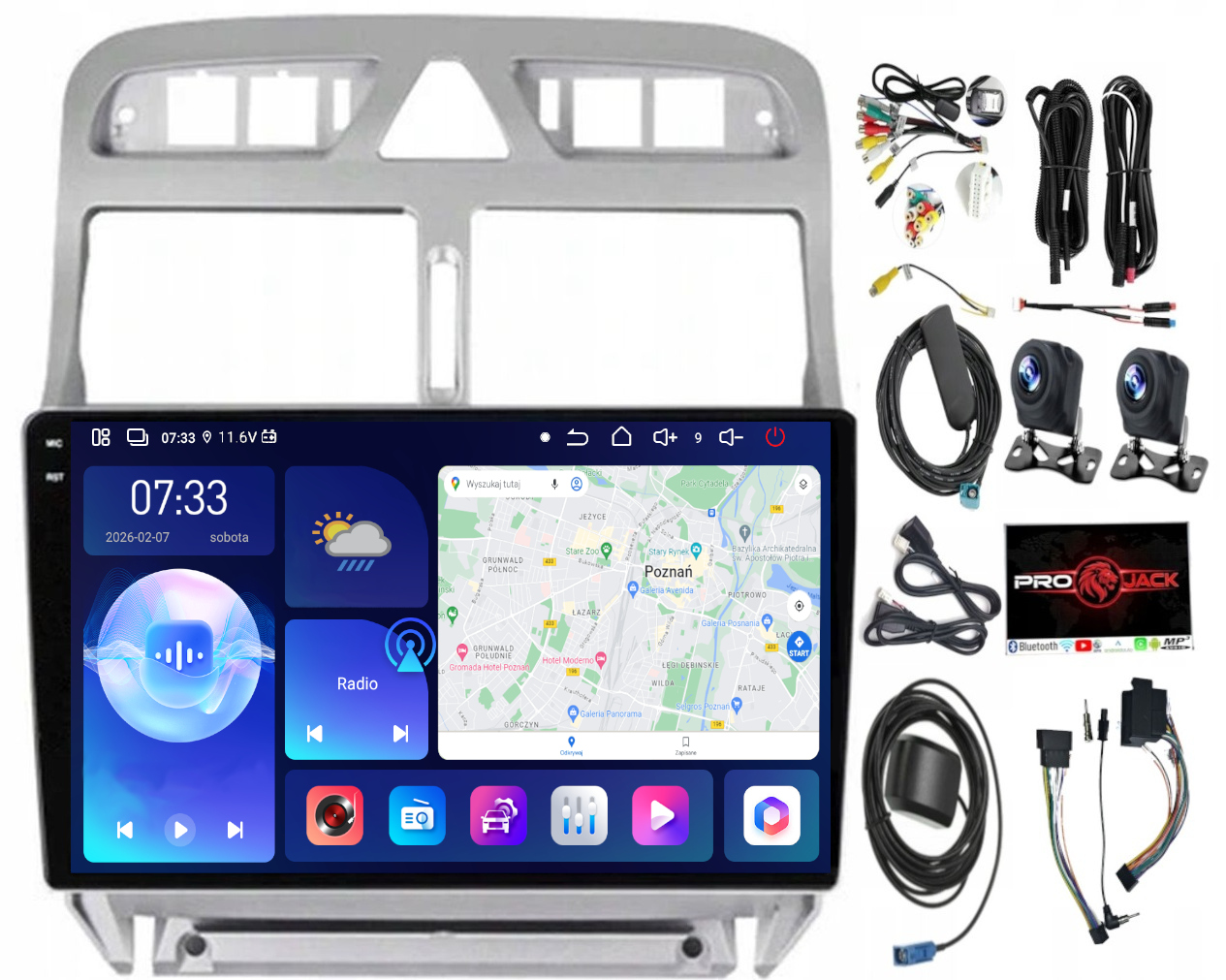 Autorádio S Navigací Carplay Gps Android Peugeot 307 (2001-2008) 6GB Ram 128GB Sim