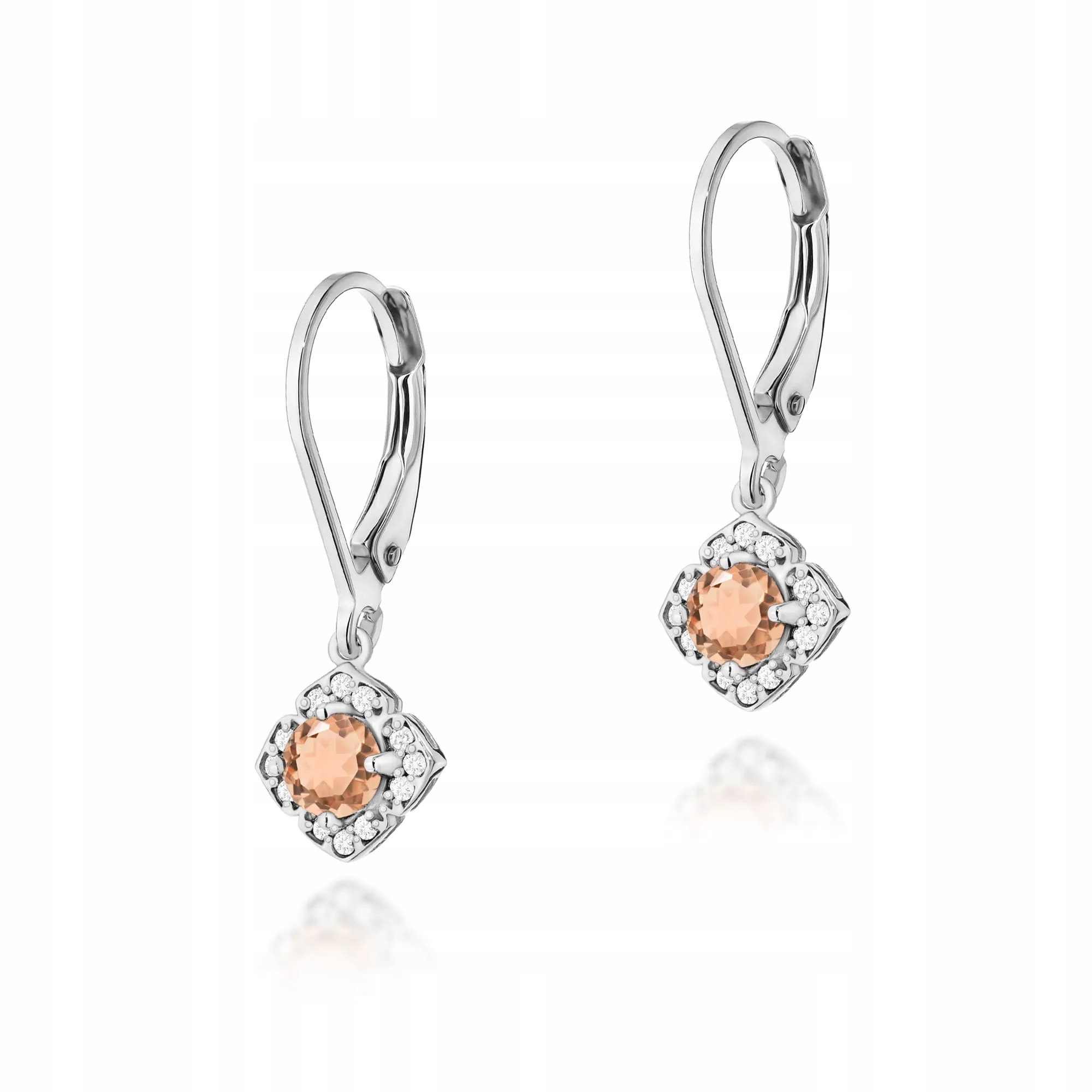 Złote kolczyki Morganit 2 x 0,25ct białe złoto pr. 585