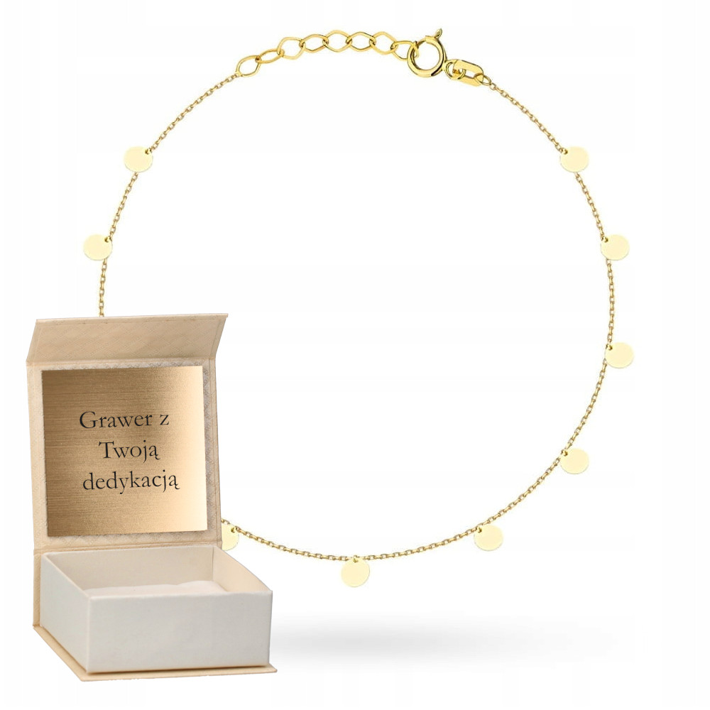 Zlatý náramek s jemnými plnými kolečky Zlato 585 Regulovatelné Gravírování