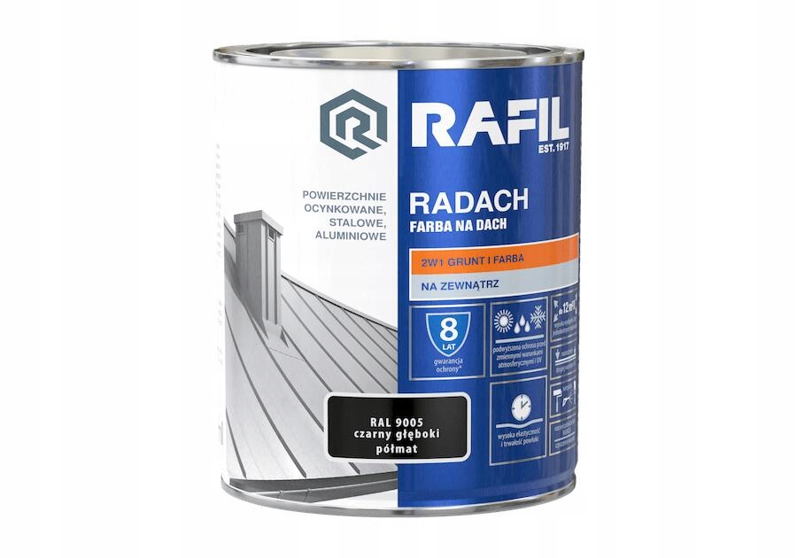Farba dach Rafil RADACH CZARNY PÓŁMAT RAL9005 0,75