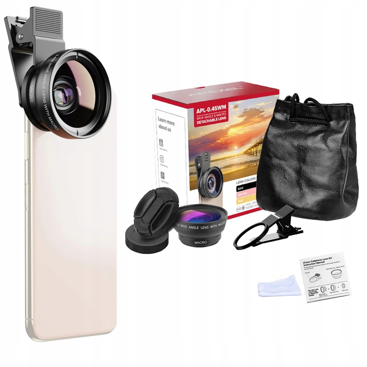 

Apexel Zestaw 2W1 Obiektyw Do Telefonu Makro