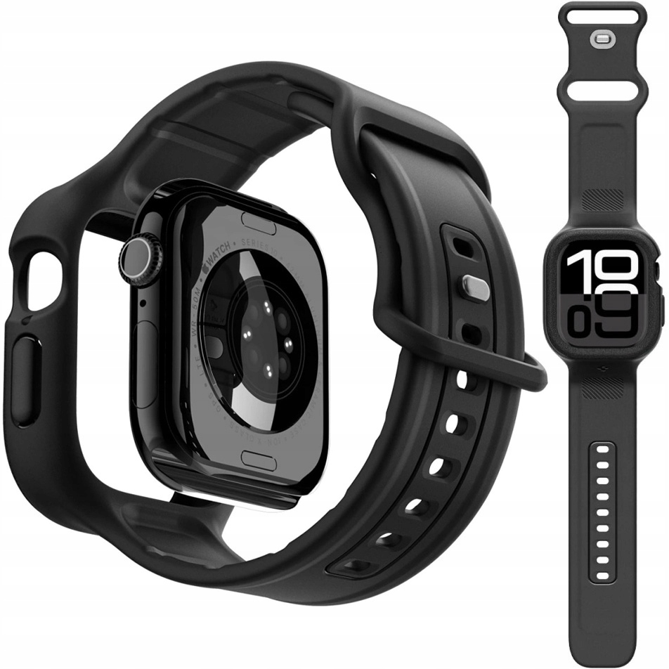 Etui z paskiem do Apple Watch 11 10 42 mm, Spigen Vault Pro, silikonowe