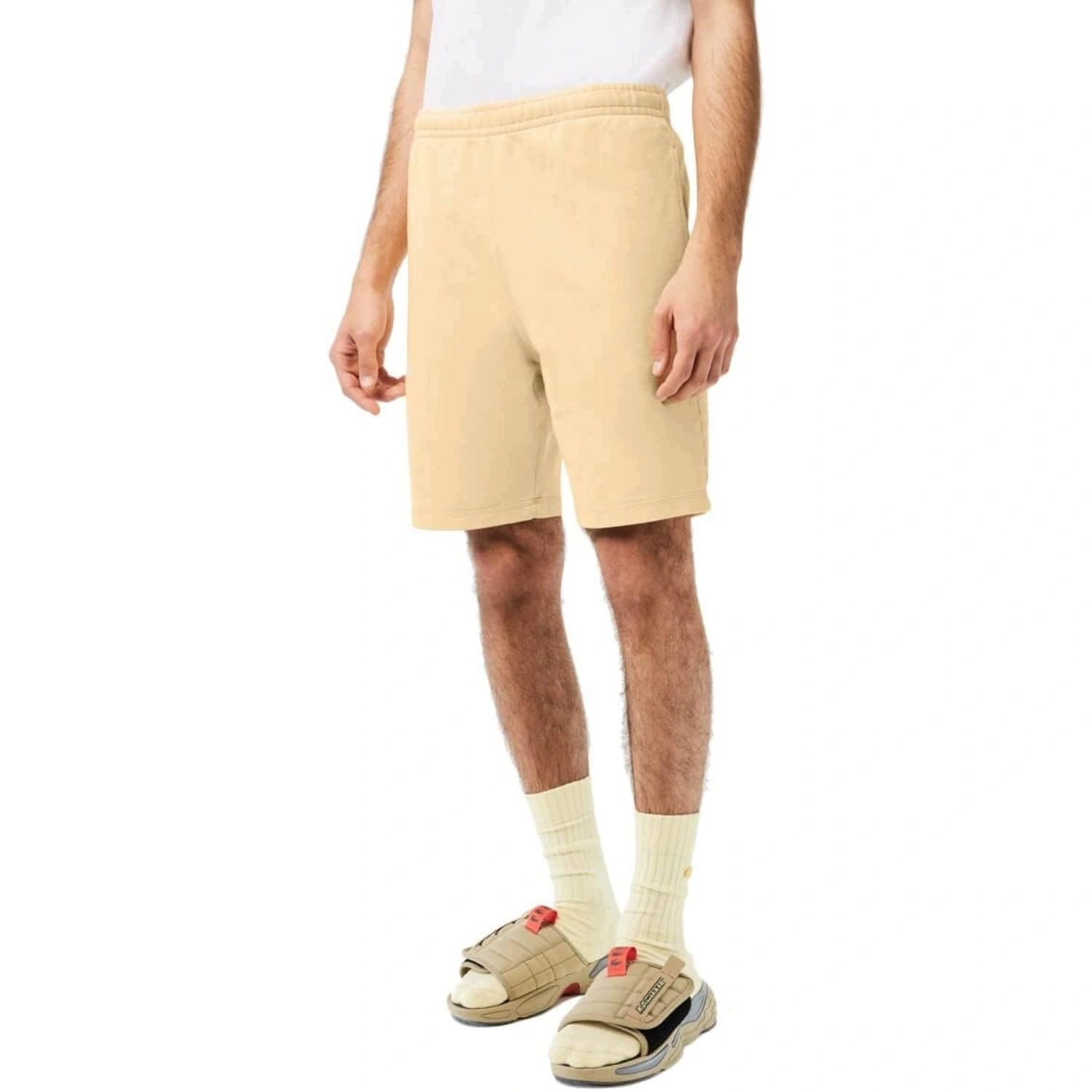 Kraťasy bavlněné teplákové kraťasy Lacoste, pohodlné, žluté, sportovní vel.