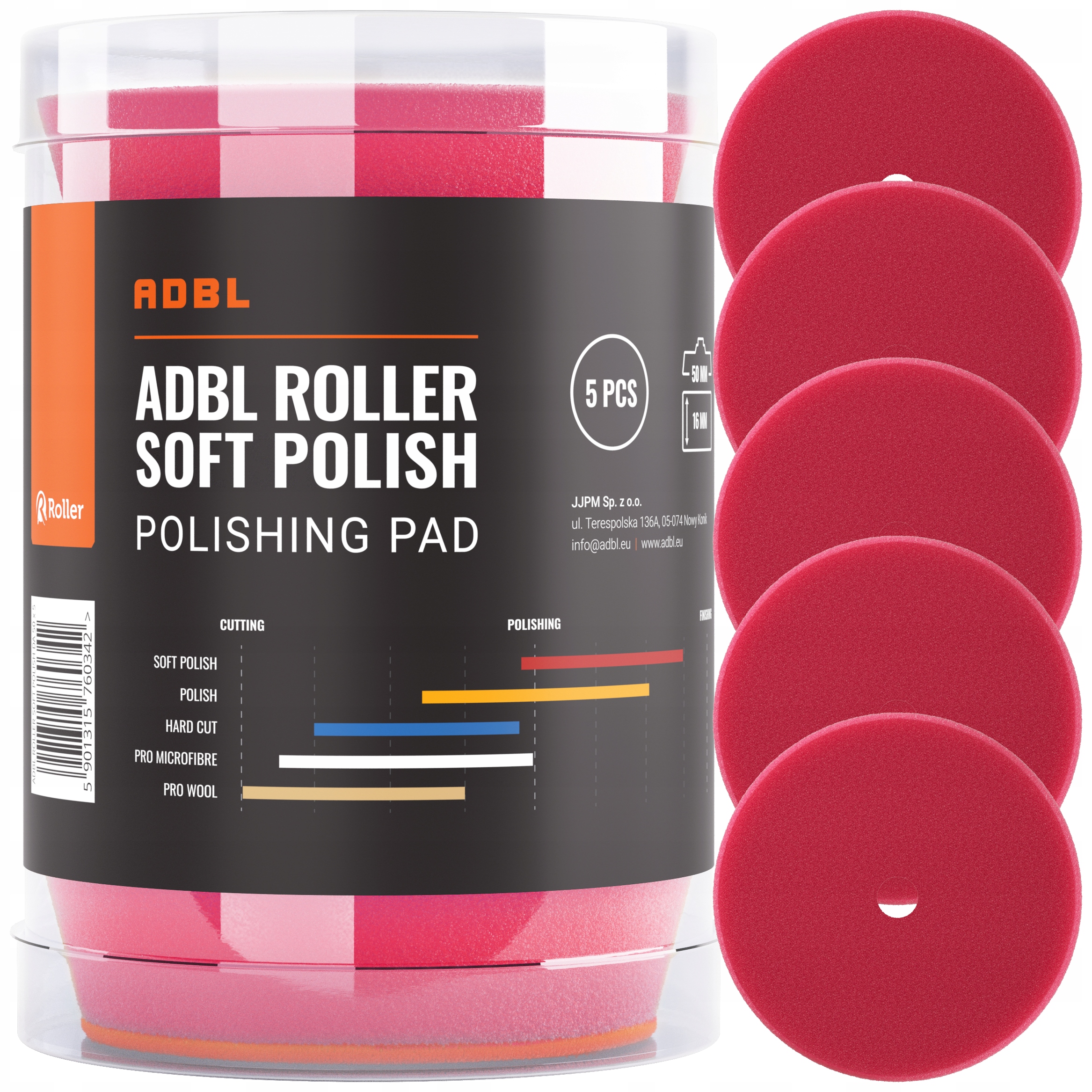 Adbl Roller Pad Soft Polish Da 50mm 5szt. Zestaw Mini Padów Polerskich