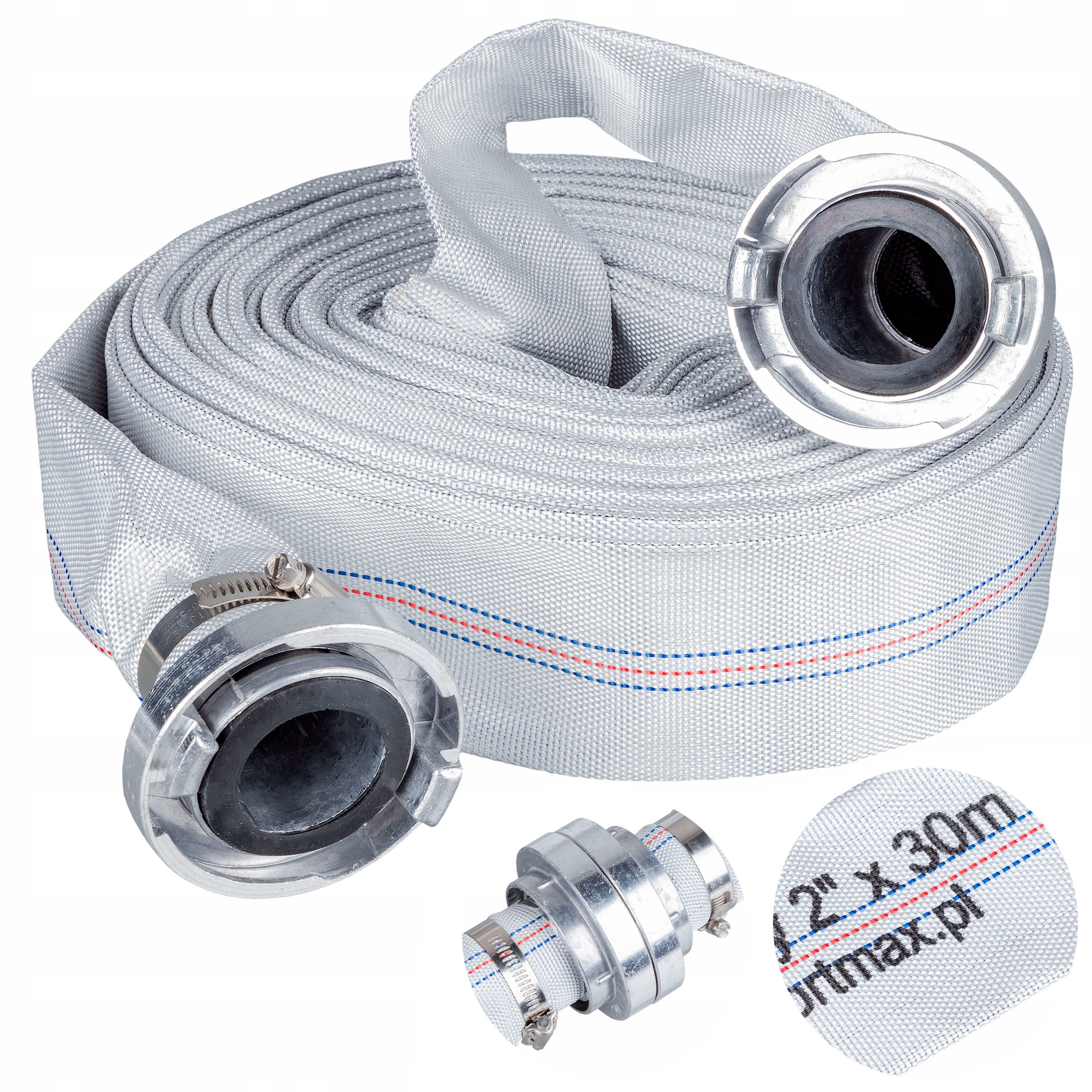 Wąż Strażacki Parciany Do Wody Czystej Szamba 2" 30 M Do Pomp Szybkozłącza