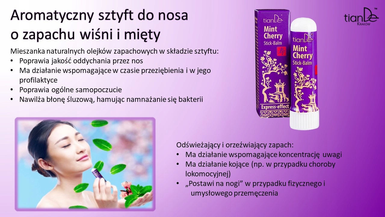tianDe Sztyft na katar, przeciwbakteryjny, przeciwwirusowy Mięta I Wiśnia