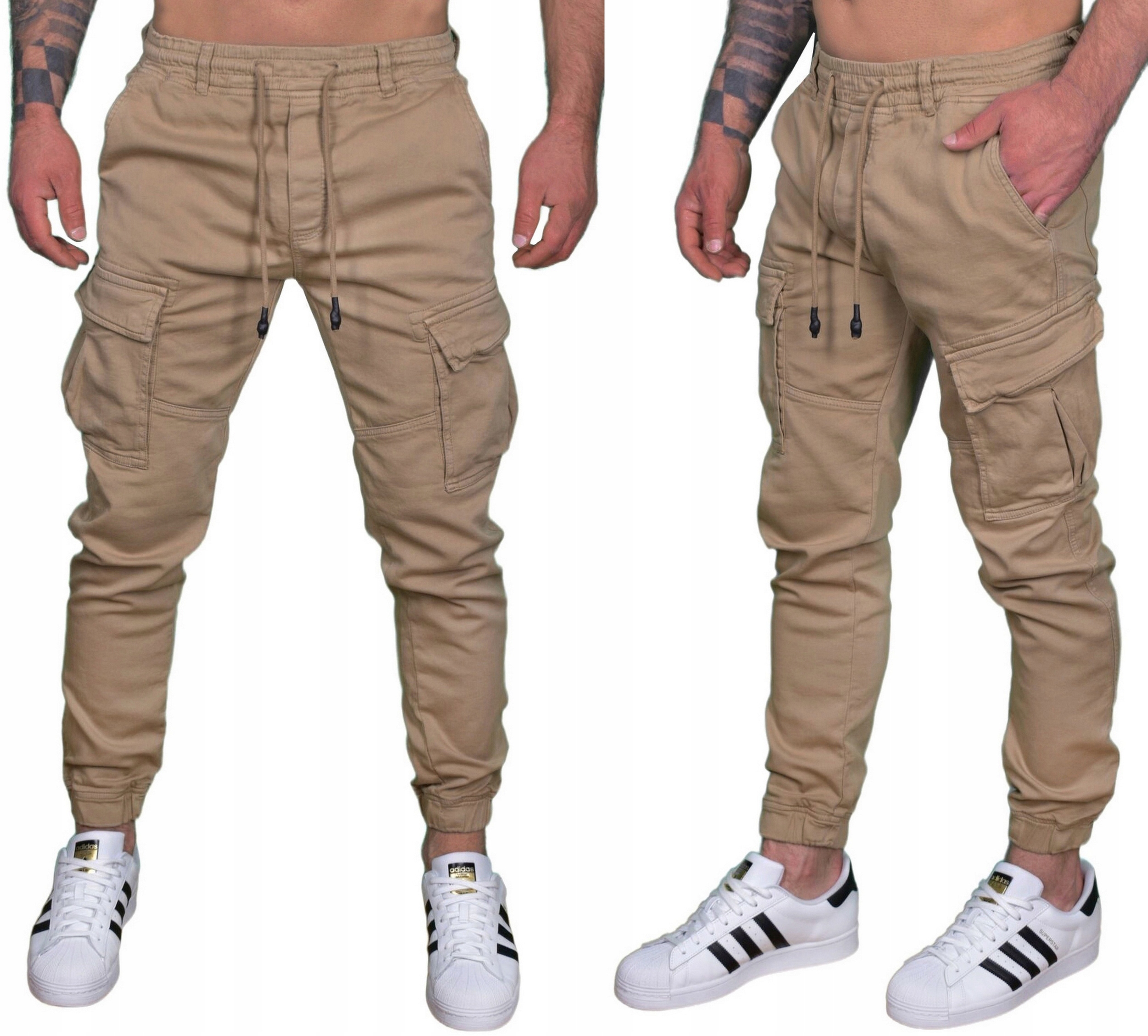 Bojówki Męskie Spodnie Elastyczne Joggery Jakość