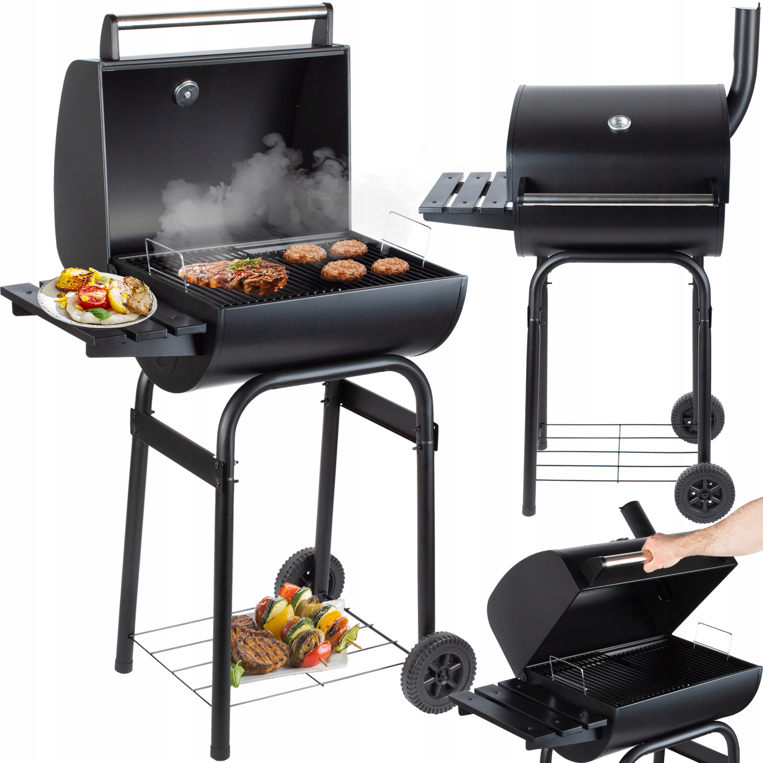 

Grill Węglowy Ogrodowy Przenośny Z Pokrywą Komin