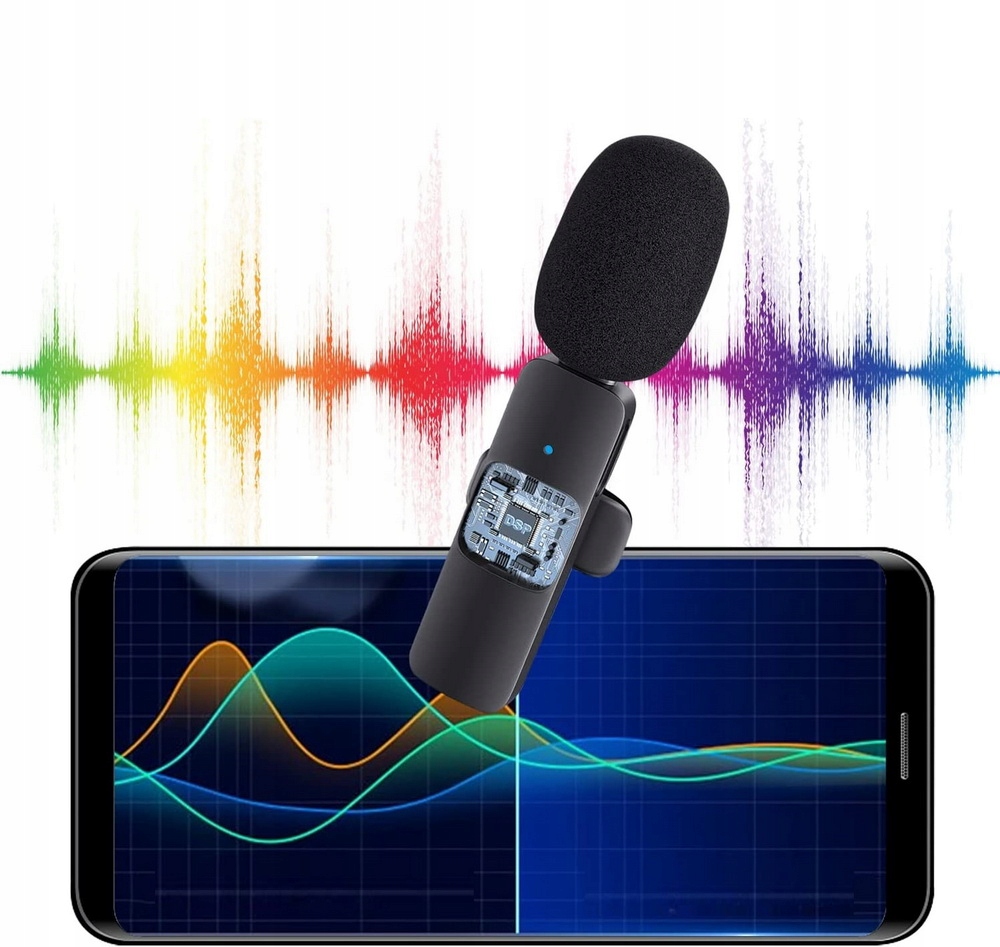 Mikrofon bezprzewodowy krawatowy do USB-C Type-C Model Wireless Microphone USB-C