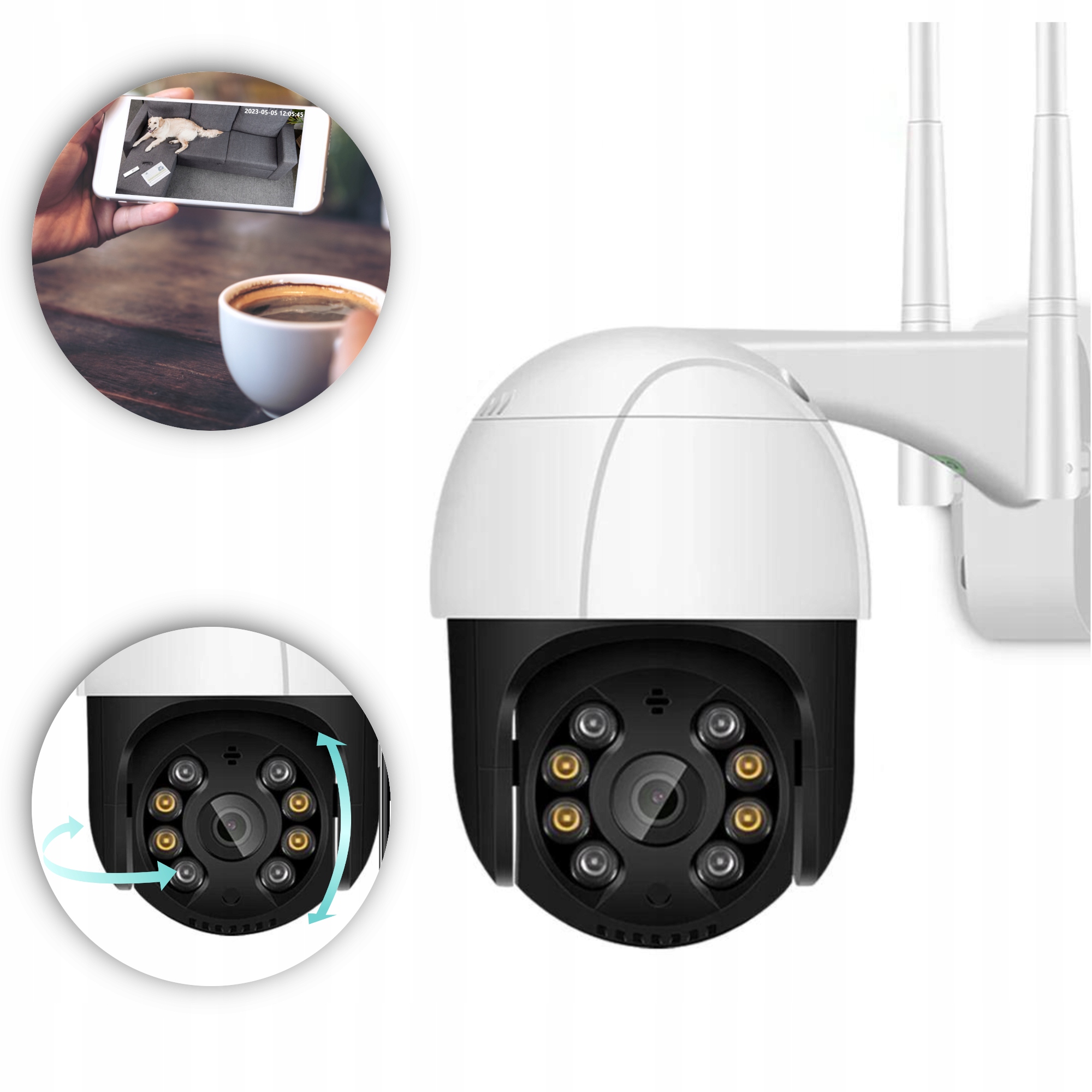 Kamera Obrotowa Zewnętrzna Ip Wifi 8MP 5X Interkom Czujnik Ruch Monitoring