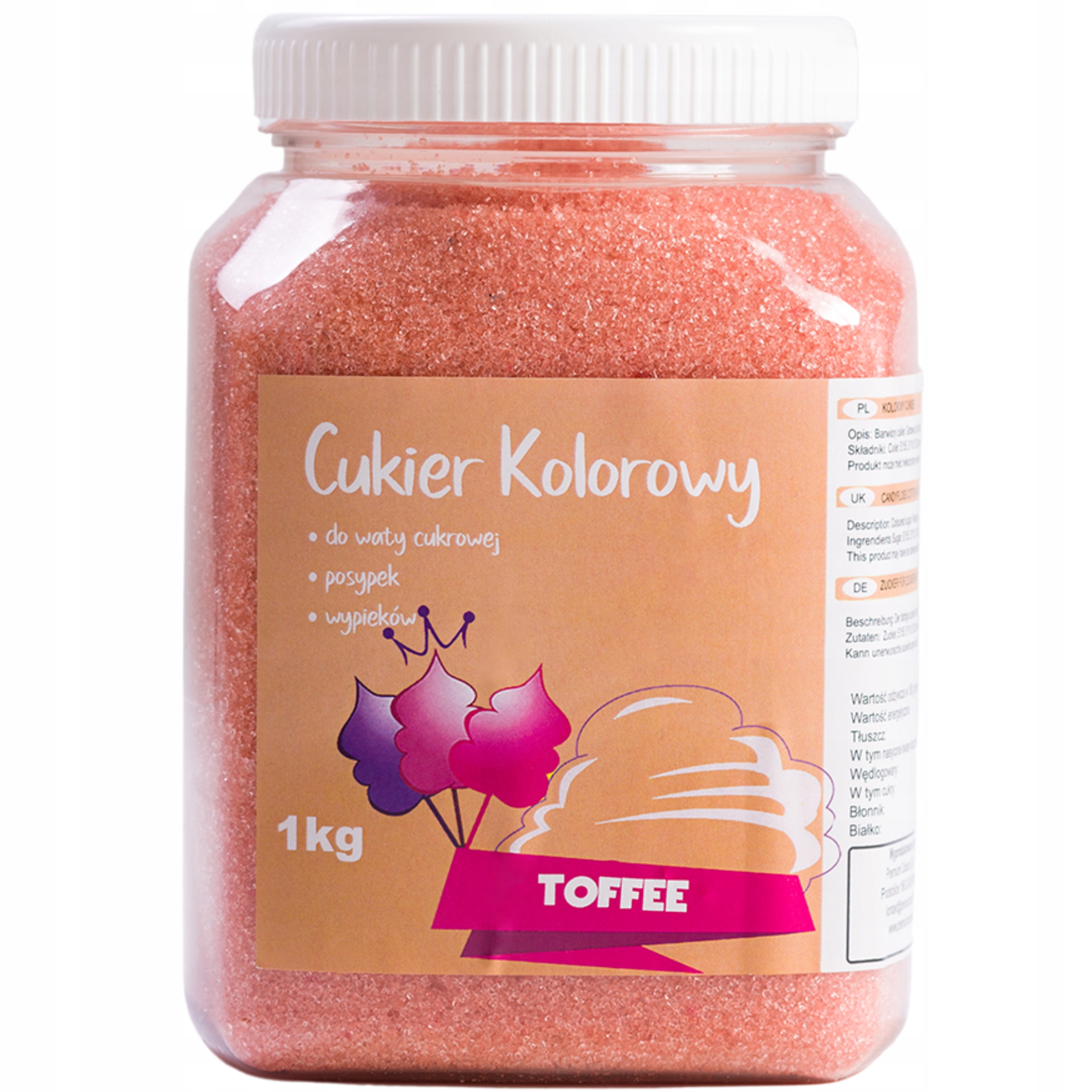 Kolorowy cukier do waty cukrowej Toffee 1kg